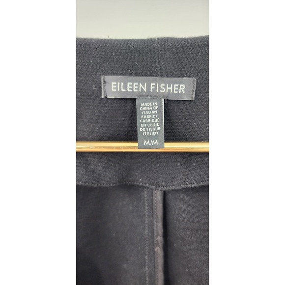 Eileen Fisher Angle Front Viscose Ponte Jacket Black Leather Jacket Medium - Picture 9 of 12